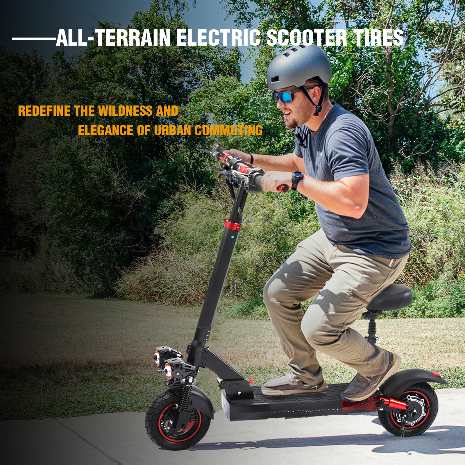 800W Portable Electric Scooter with Seat- 10" Off-Road Vacuum Tires- 30 Mile Range- Foldable E-Scooter - Image 5