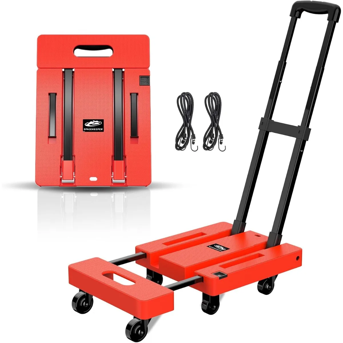 Folding Hand Truck- 500 LB Heavy-Duty Utility Cart- 6 Wheels & 2 Elastic Ropes to Secure Cargo - Image 6