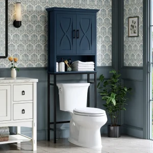 Over-the-Toilet Storage Cabinet with Doors and Shelf- 4 Colors