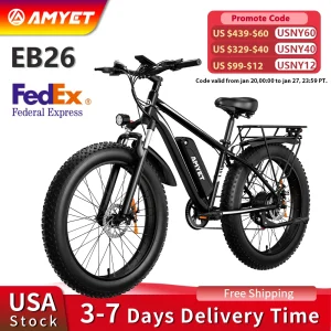 Electric Bike- EB26 Adult Electric Bicycle- Peak 1500W 48V 15AH Ebike- 26" Fat Tire Mountain Bike- 31 mph- Electric Dirt Bike
