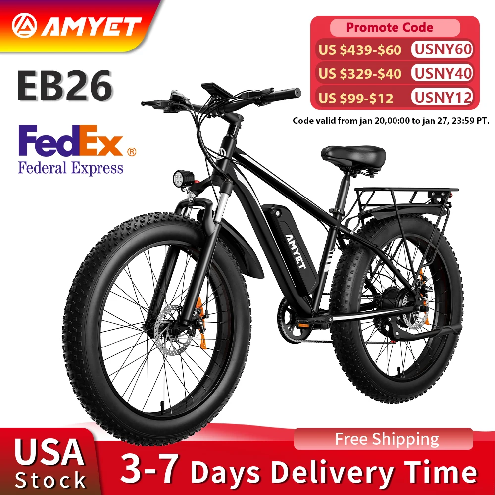 Electric Bike- EB26 Adult Electric Bicycle- Peak 1500W 48V 15AH Ebike- 26" Fat Tire Mountain Bike- 31 mph- Electric Dirt Bike