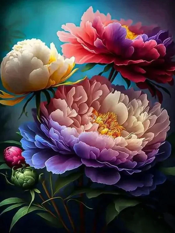 5D Peony Diamond Painting- 30x40cm Full Round - Image 12