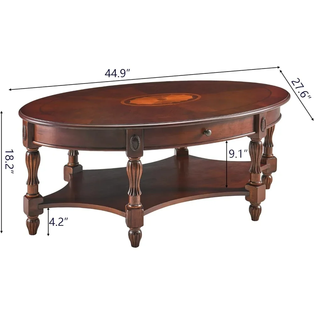 Solid Wood Coffee Table- Drawer and Storage Shelf- Traditional Living Room Coffee Table- 4 Finishes - Image 2