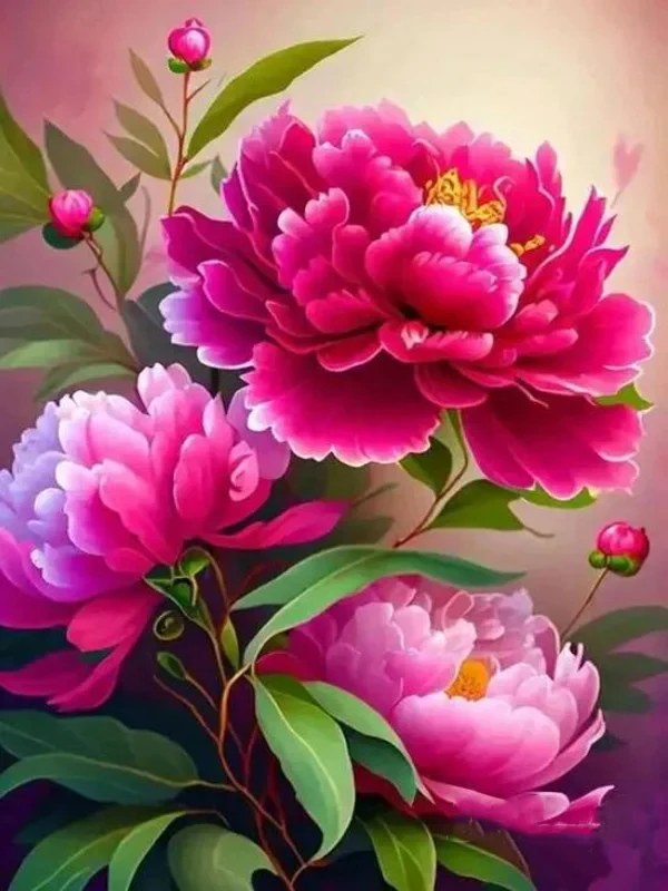 5D Peony Diamond Painting- 30x40cm Full Round - Image 7