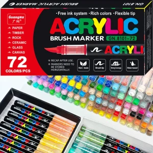 12-120 Colors Acrylic Paint Markers- Brush Tip Paint Markers- Rock Painting, Wood, Canvas, Stone, etc. (Permanent, not for small children)