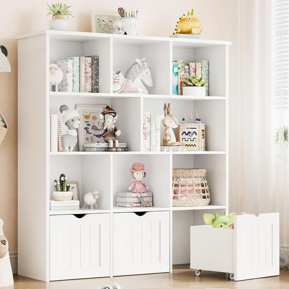 Toy Storage/ Organizer- Bookshelf- Toy Storage with 3 Movable Drawers- Shelf Organizer with Hidden Wheels - Image 2