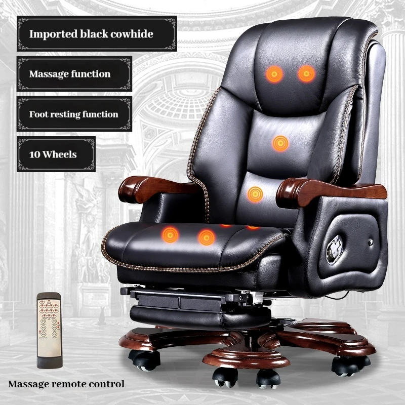 Luxury Leather Office Chair- Wheels- Massage Chair- 10 Styles- Foot Rest - Image 14