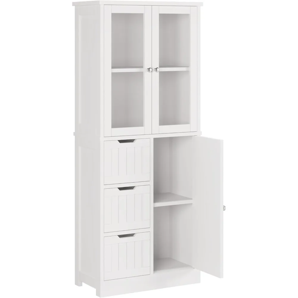 Tall Bathroom Storage Cabinet- 3 Drawers- 58.5" Linen Cabinets for Laundry- 2 Acrylic Doors - Image 6