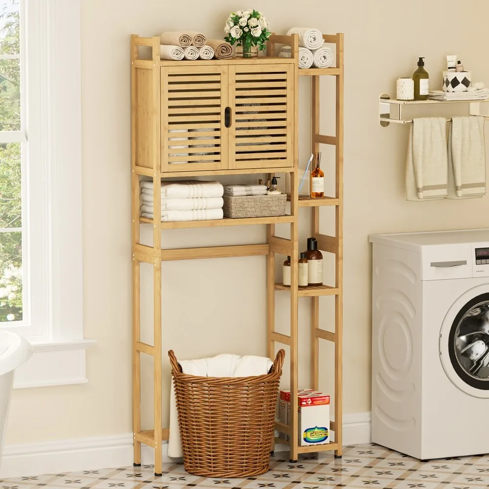 Over-The-Toilet Bathroom Cabinet- Bamboo- Space Saver Storage Rack- 4-Tier Shelves - Image 2