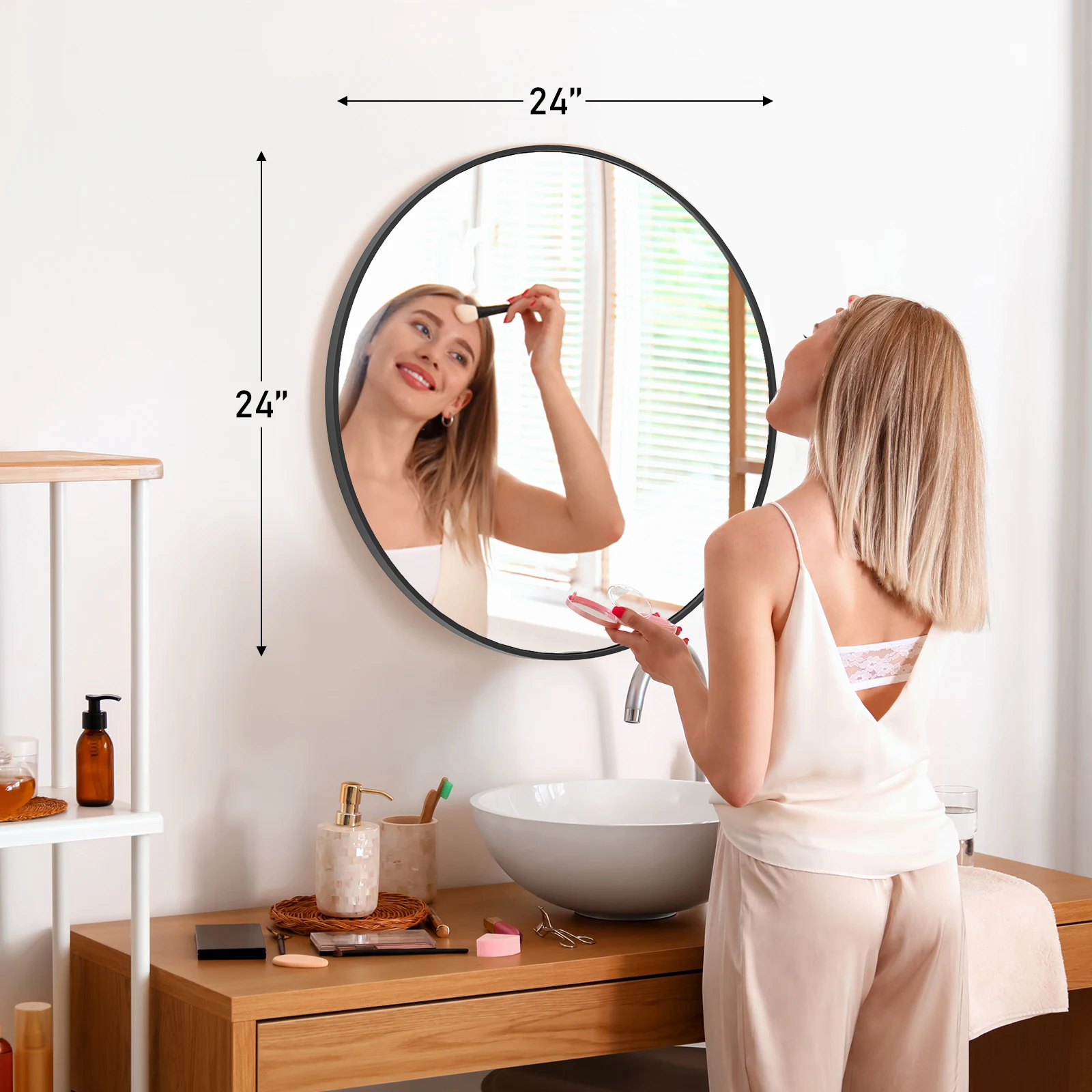 Large Gold or Black-Framed Mirror for Wall- Matte Metal- Framed 20, 24, 30 inch Tempered Glass Mirror - Image 10