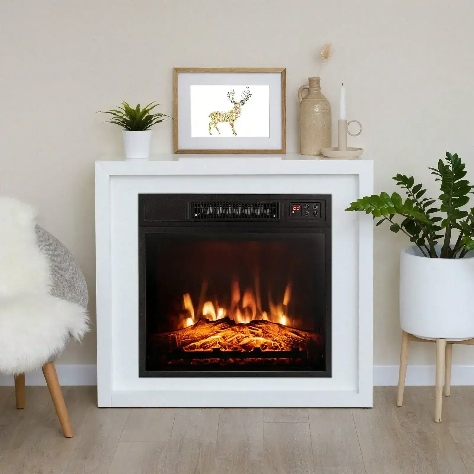 Freestanding Electric Fireplace- Wall-Mounted Heater