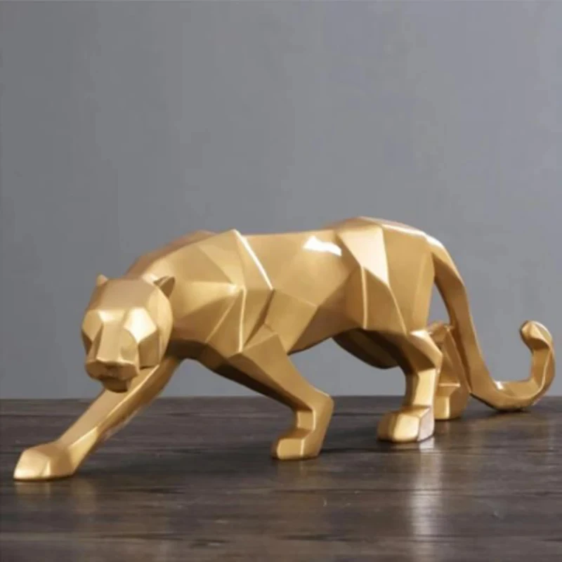 Large-Size Panther Statue- Abstract Geometric Style Resin Leopard- Multiple Colors - Image 9