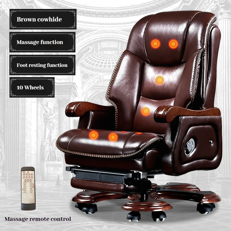 Luxury Leather Office Chair- Wheels- Massage Chair- 10 Styles- Foot Rest - Image 11