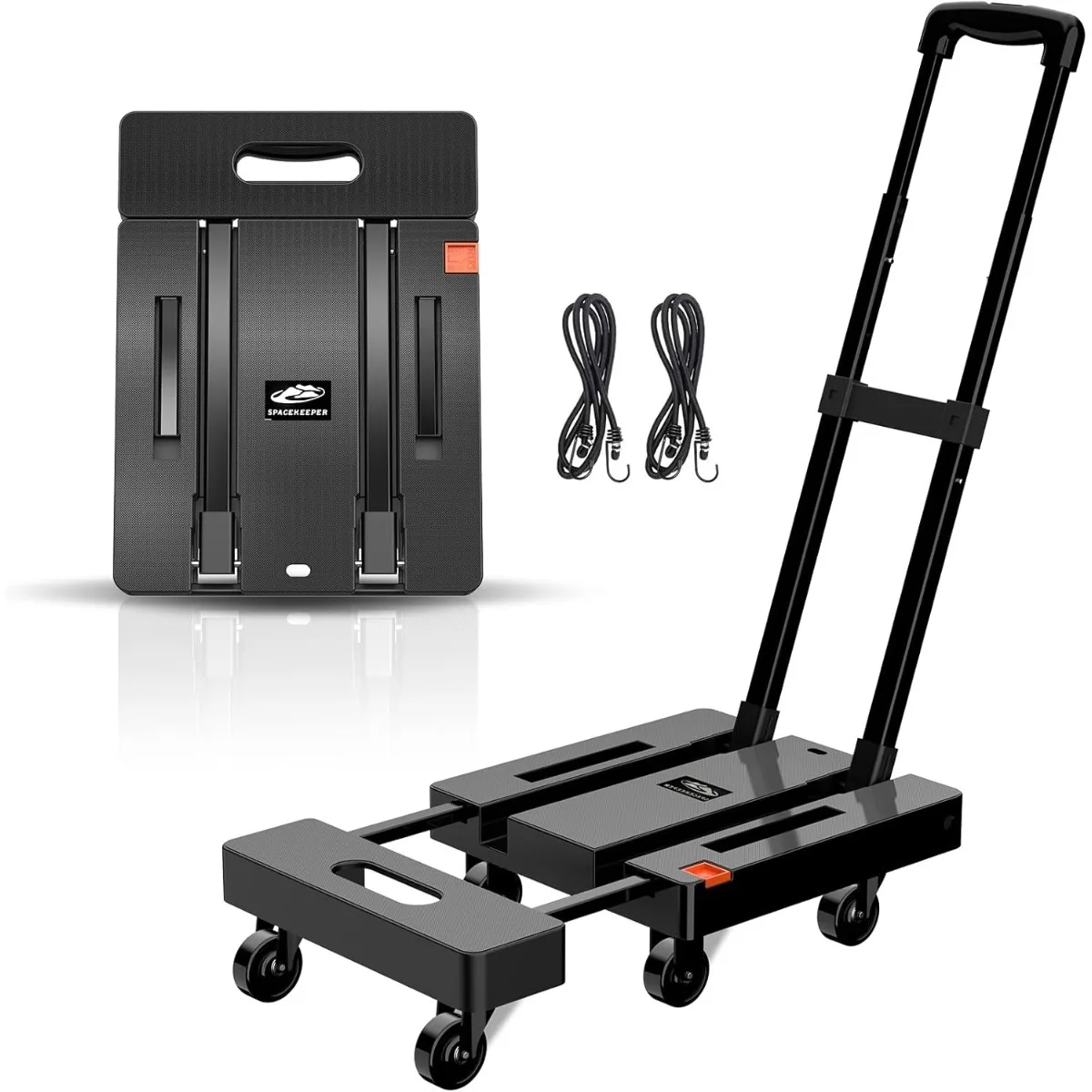 Folding Hand Truck- 500 LB Heavy-Duty Utility Cart- 6 Wheels & 2 Elastic Ropes to Secure Cargo - Image 7