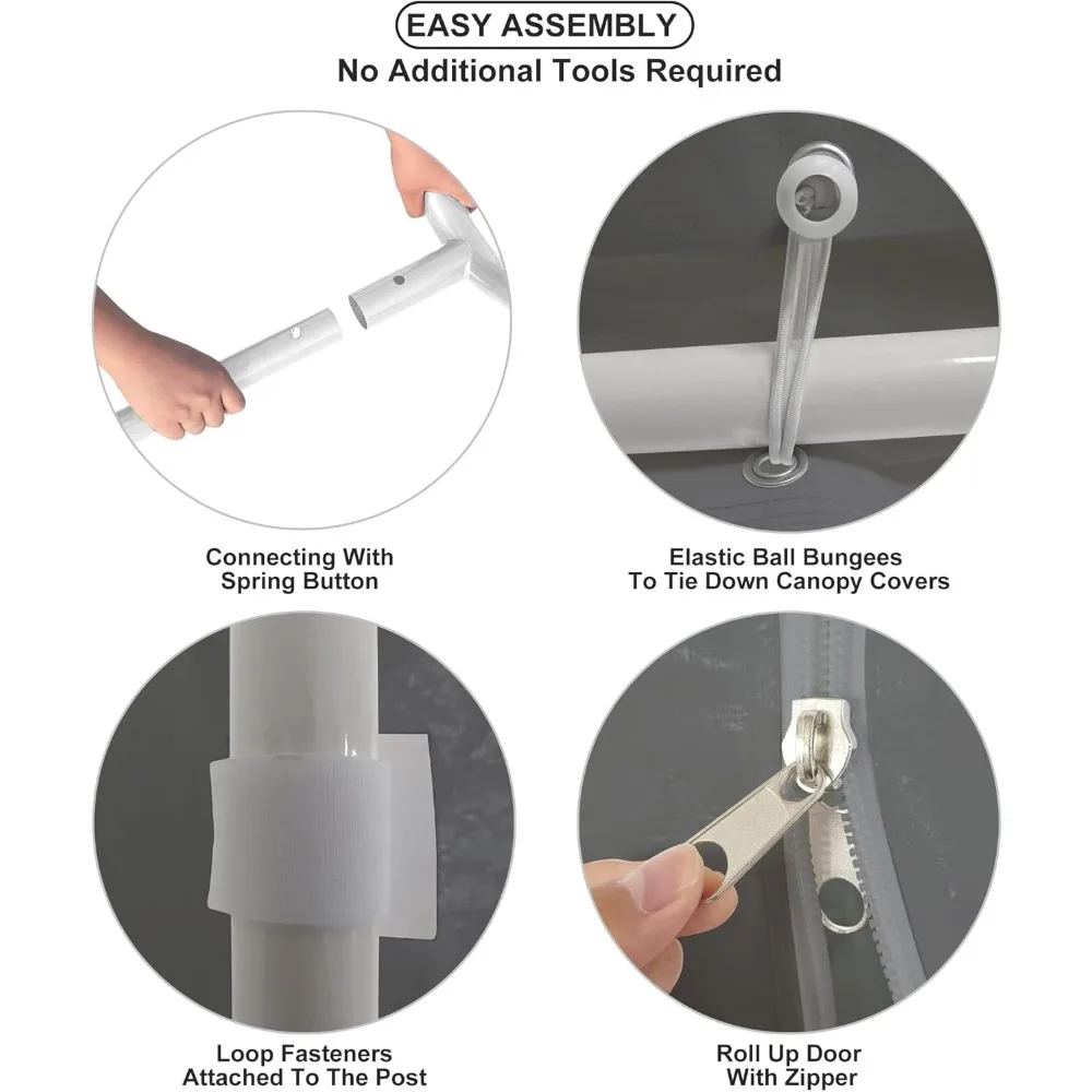 10x20 ft Grey, Heavy-duty Carport with Roll-up Windows- Portable Garage with Removable Side Walls & Doors - Image 6