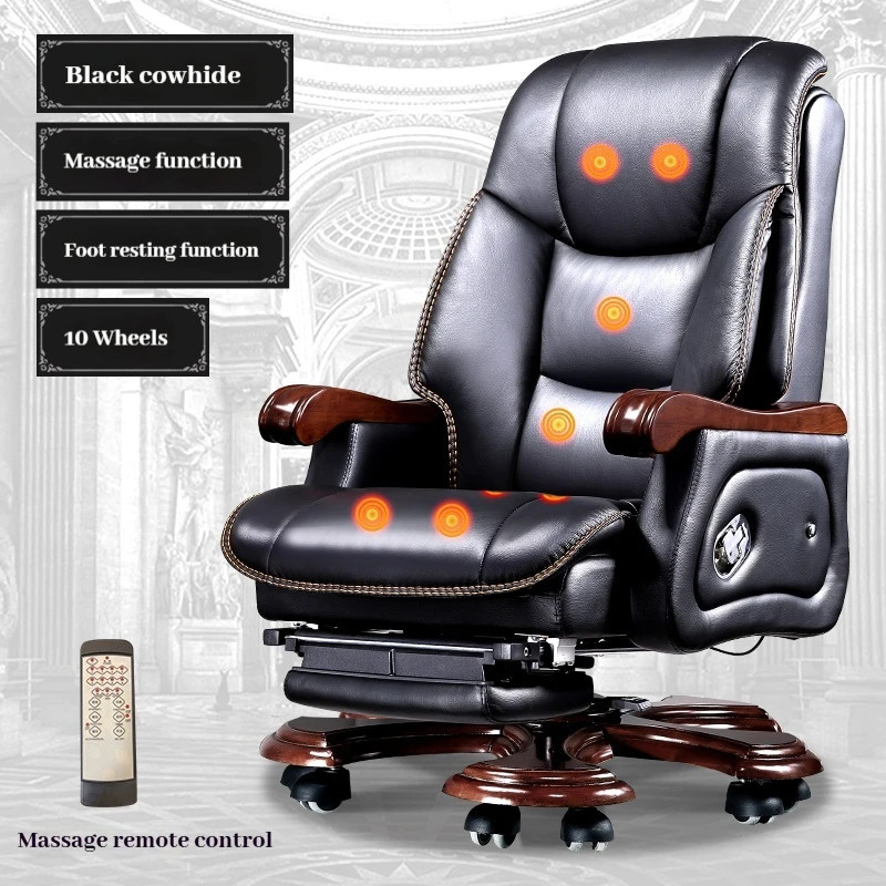 Luxury Leather Office Chair- Wheels- Massage Chair- 10 Styles- Foot Rest - Image 12
