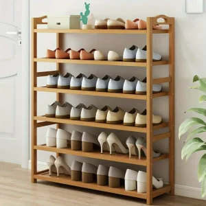 6-Layer Bamboo and Natural Wood Shoe Rack