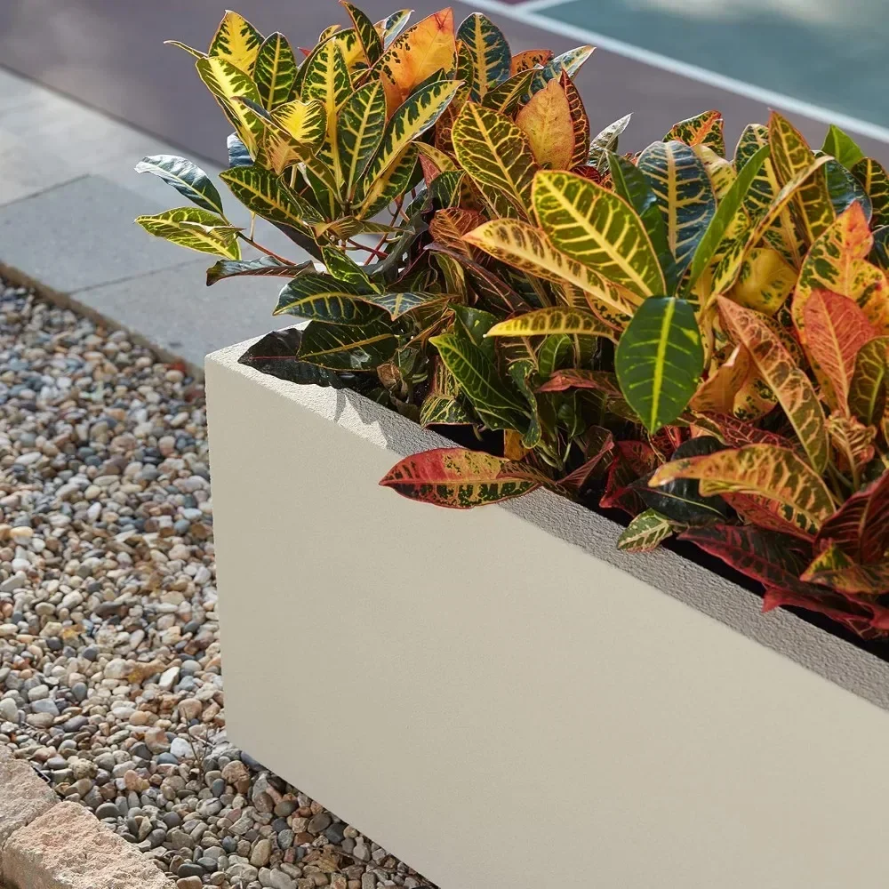 Outdoor Rectangular Trough Planter- 46" L X 17" W X 19" H- Lightweight- Heavy-Duty - Image 4
