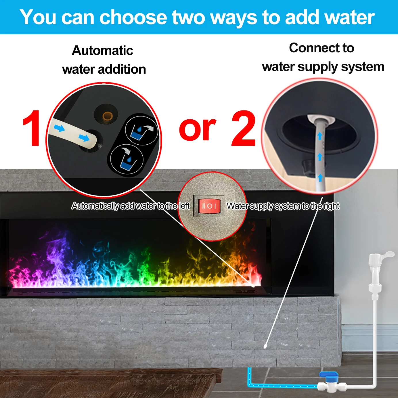 3D Fireplace- Water Steam Humidifier- LED Decorative Flame- Vapour Electric Fireplace - Image 5