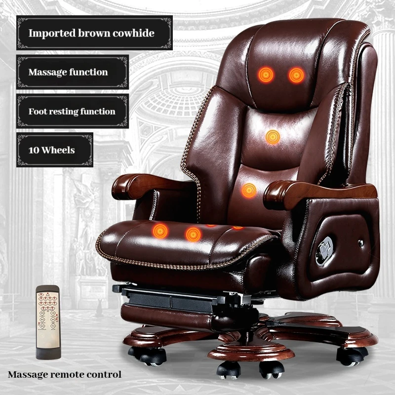 Luxury Leather Office Chair- Wheels- Massage Chair- 10 Styles- Foot Rest - Image 13