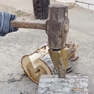 3.5/4 lb- Durable 4-Way Manual Wood Splitting Wedge- Versatile Steel Tool- Firewood/ Fireplace Accessory