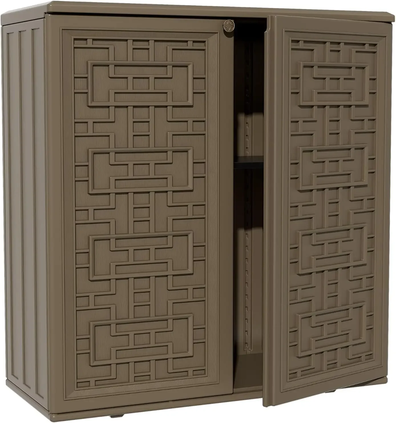 Outdoor Storage Shed- Plastic Storage Cabinet- Horizontal Resin Tool Shed for Garden- All-Weather Outdoor Storage - Image 7