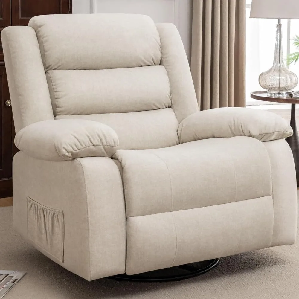 Wide Rocking Chair- Massage and Heat- Recliner- 360°Swivel Nursery Rocking Chair- Many Colors