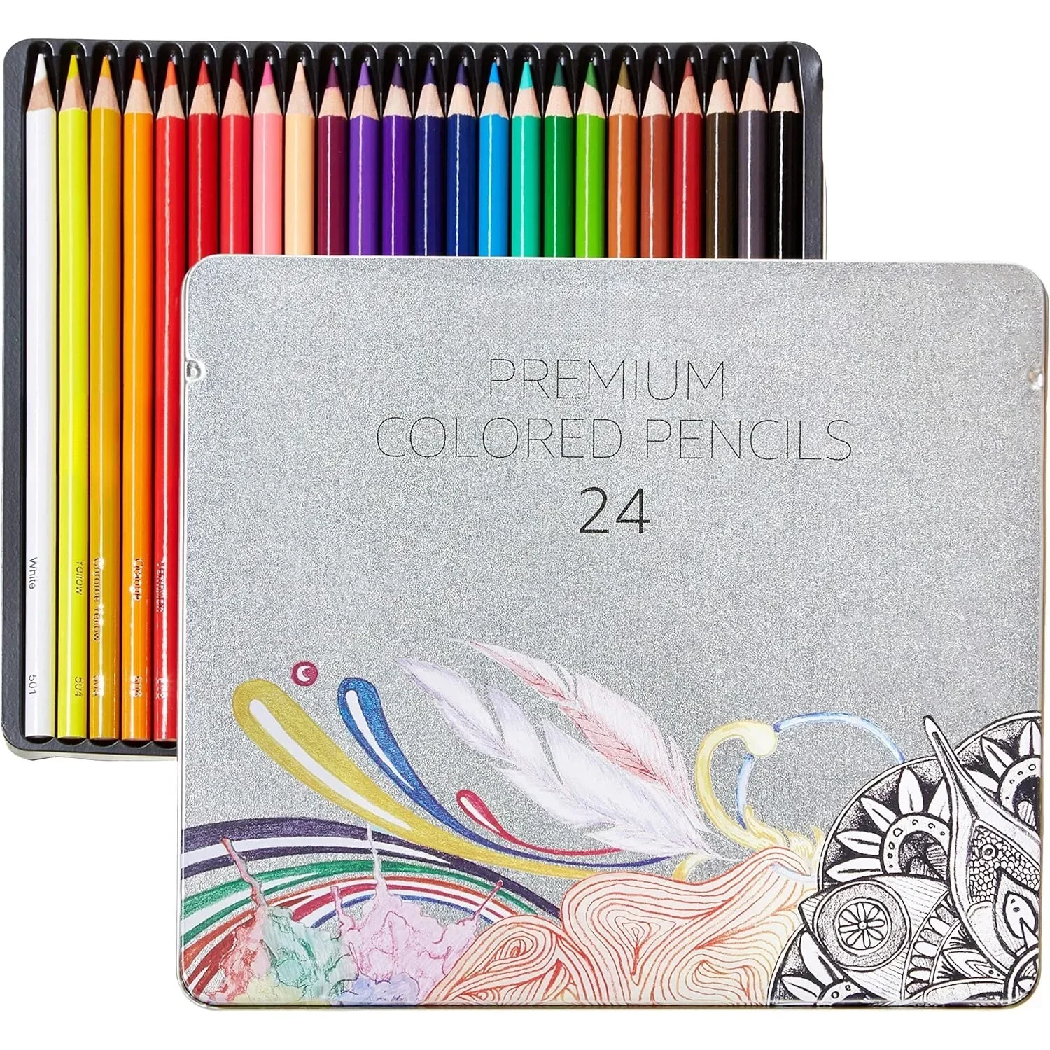 Premium Colored Pencils- 24, 48, 72, Count Soft-Core, Multicolor- Set of 1