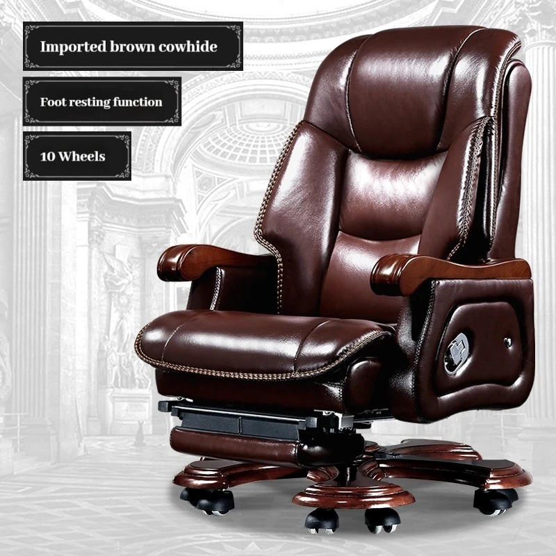 Luxury Leather Office Chair- Wheels- Massage Chair- 10 Styles- Foot Rest - Image 9
