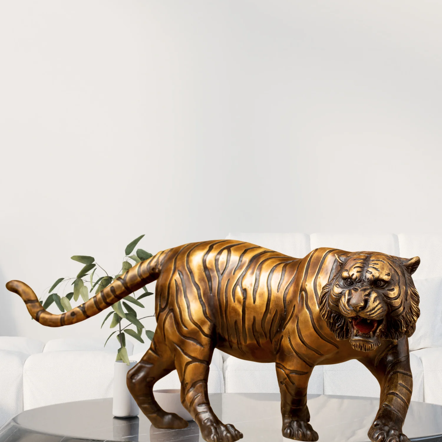 19“ Bronze Tiger Statue- Bronze Casting Tiger Sculpture- Home Decor Handcrafts - Image 2