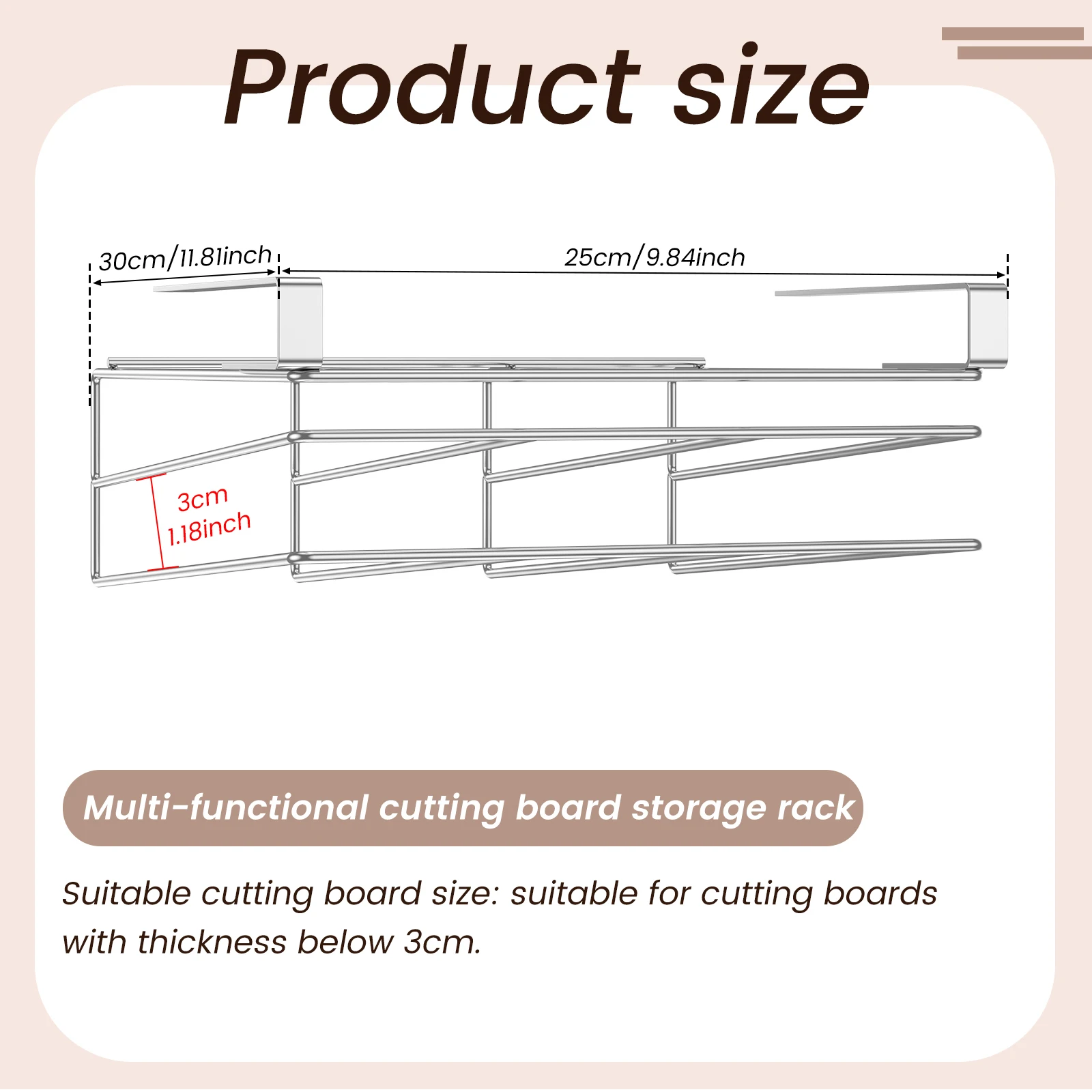 Under Cabinet Cutting Board Holder- Hanging Chopping Board Storage Rack- Stainless Steel - Image 5