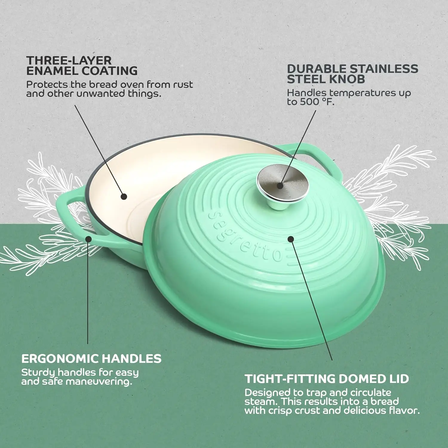 Enameled Cast Iron Bread Pan with Lid- 11" Bread Oven- Sourdough Baking Pan- 5 Colors - Image 6