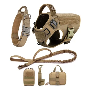 Harness/ Collar/ Leash Set- Molle Pouches- Training/ Walking Vest For Medium to Large Dogs