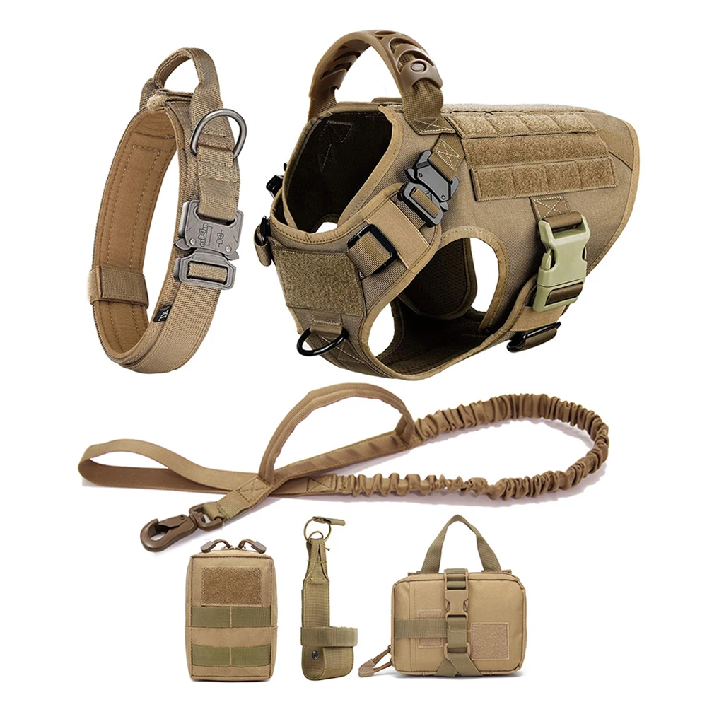 Harness/ Collar/ Leash Set- Molle Pouches- Training/ Walking Vest For Medium to Large Dogs