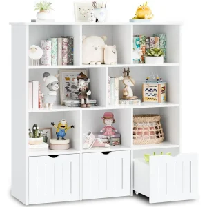 Toy Storage/ Organizer- Bookshelf- Toy Storage with 3 Movable Drawers- Shelf Organizer with Hidden Wheels