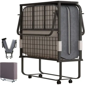 Folding Bed- 5-Inch Memory Foam Mattress- Single Rollaway Bed