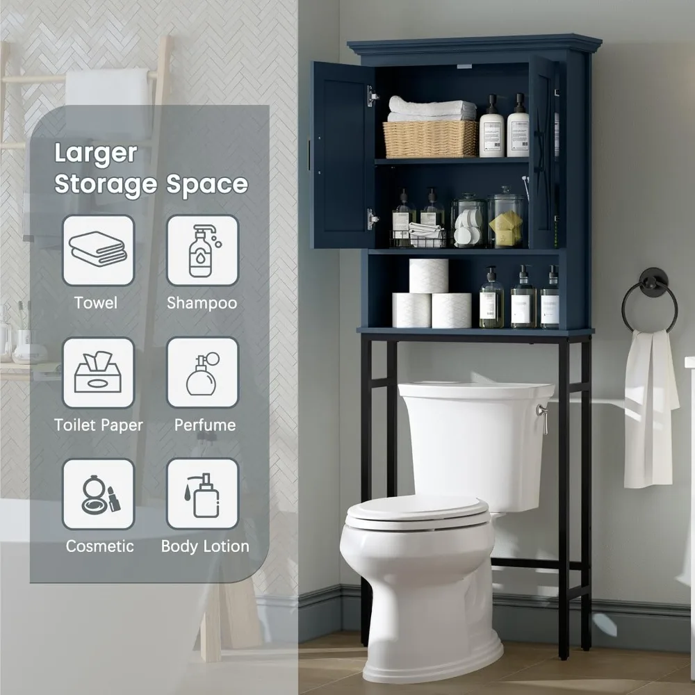 Over-the-Toilet Storage Cabinet with Doors and Shelf- 4 Colors - Image 3