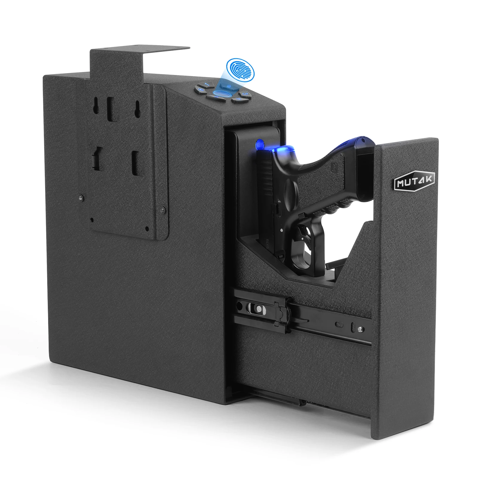 Gun Safe for Handgun- Biometric Slider- Bedside Handgun Safe- Pistol Lock Case for Nightstand or Desk- Fingerprint 6 Digits Code