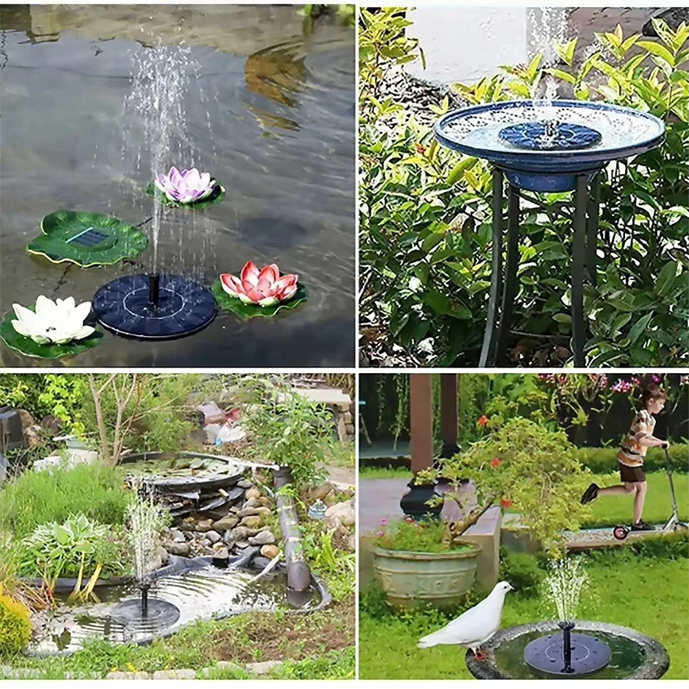 Floating Solar Panel- Bird Bath Water Fountain- 4 Nozzles For Garden