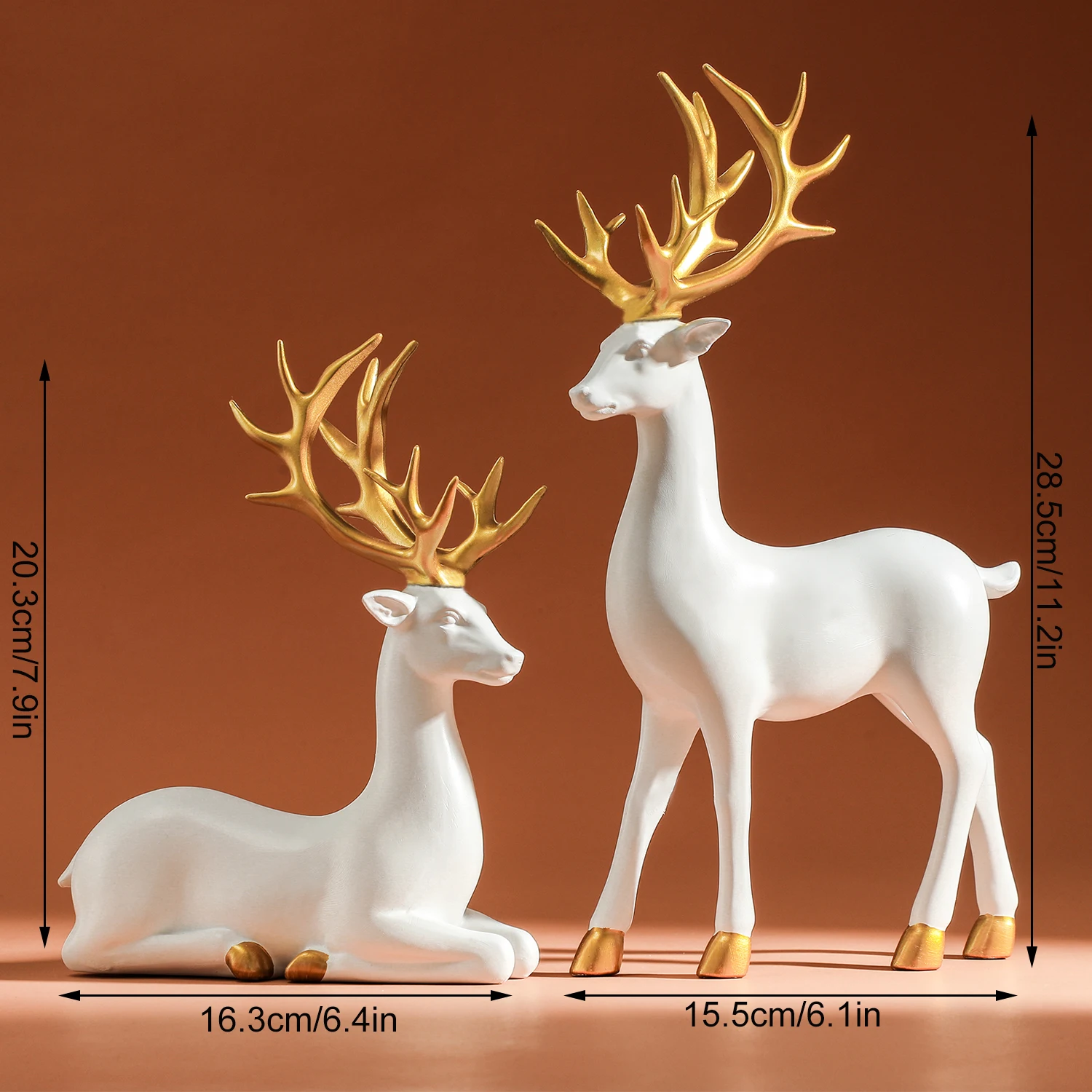 White Deer Figurines- Solid Synthetic Resin- Tabletop Ornament- Christmas Decoration - Image 3