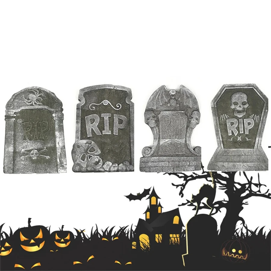 4pc/ Set of Halloween Realistic Tombstones- Reusable- Haunted House Courtyard Decoration of Ghostly Horror! - Image 6