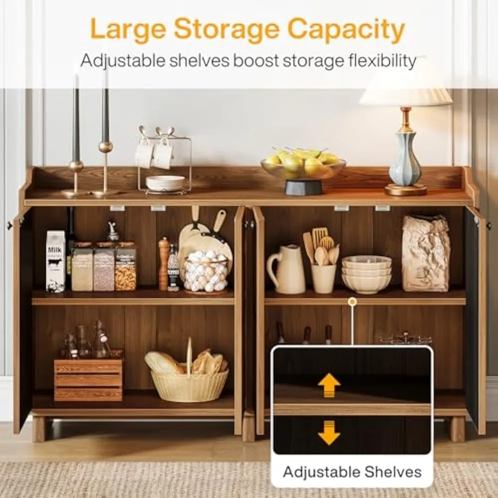 55-inch Rustic Brown Dining/Buffet Cabinet- 4 Doors- Adjustable Shelves - Image 6
