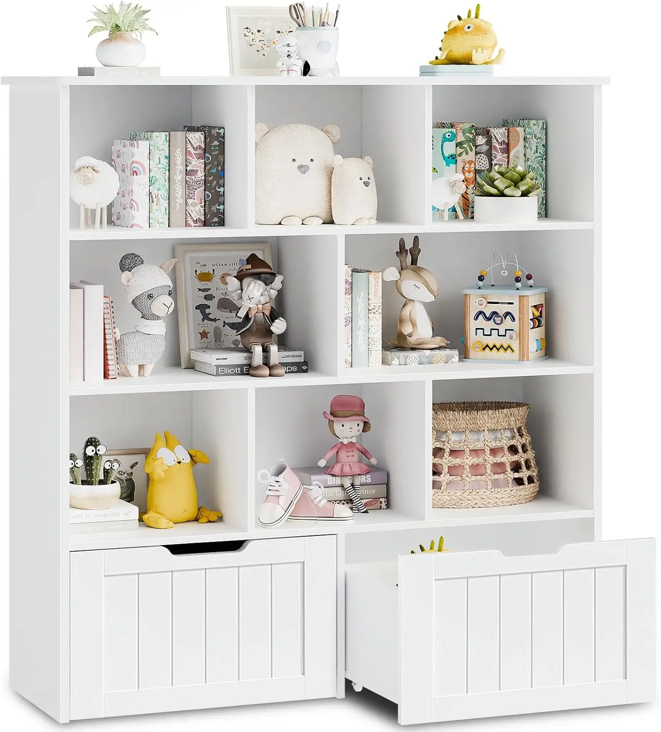 Toy Storage/ Organizer- Bookshelf- Toy Storage with 3 Movable Drawers- Shelf Organizer with Hidden Wheels - Image 8