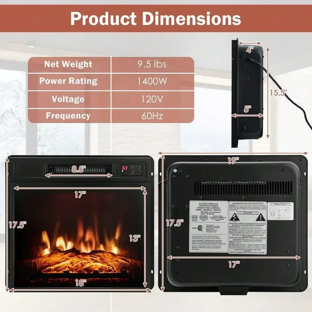 Freestanding Electric Fireplace- Wall-Mounted Heater - Image 2