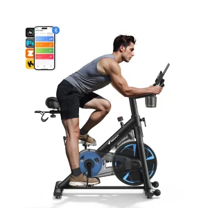 Exercise Bike for Home- Magnetic Indoor Cycling with Self-developed APP- 330lbs Capacity & Comfortable Seat Cushion
