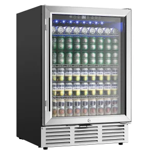 Beverage Refrigerator- 24 Inch, 180 Cans- Under Counter Beer/Soda Fridge