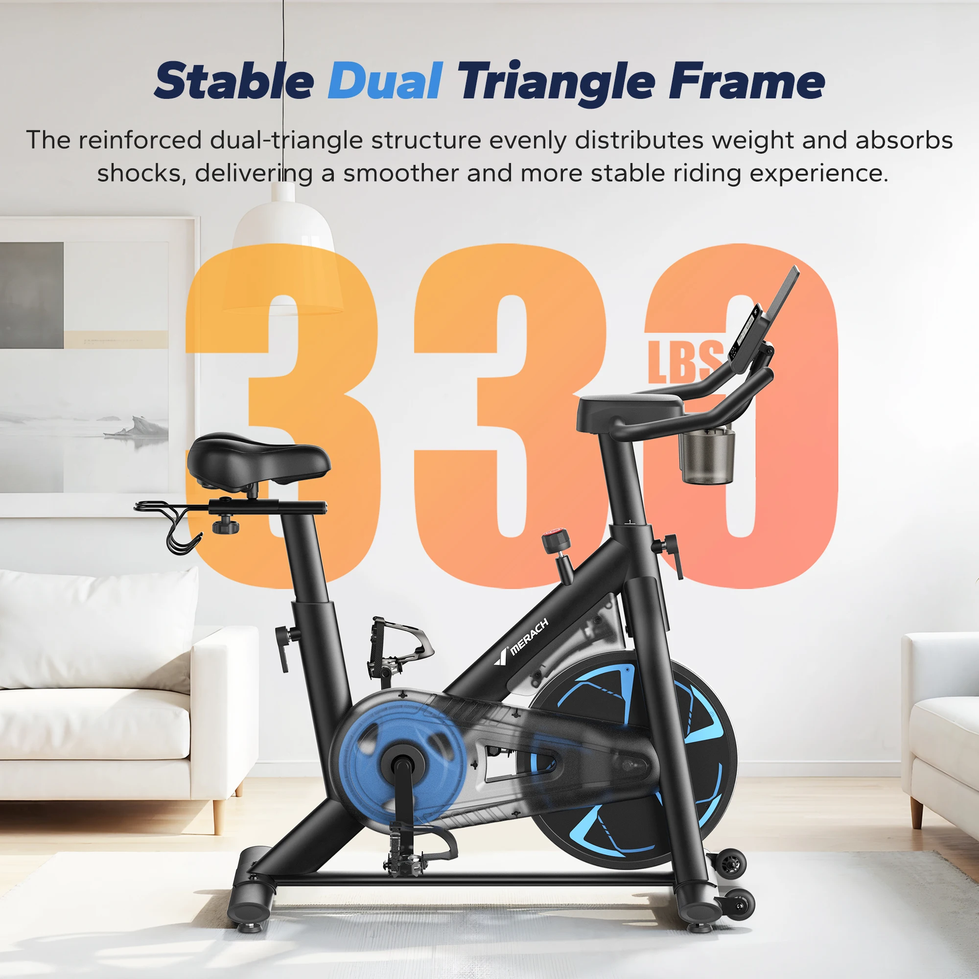 Exercise Bike for Home- Magnetic Indoor Cycling with Self-developed APP- 330lbs Capacity & Comfortable Seat Cushion - Image 6