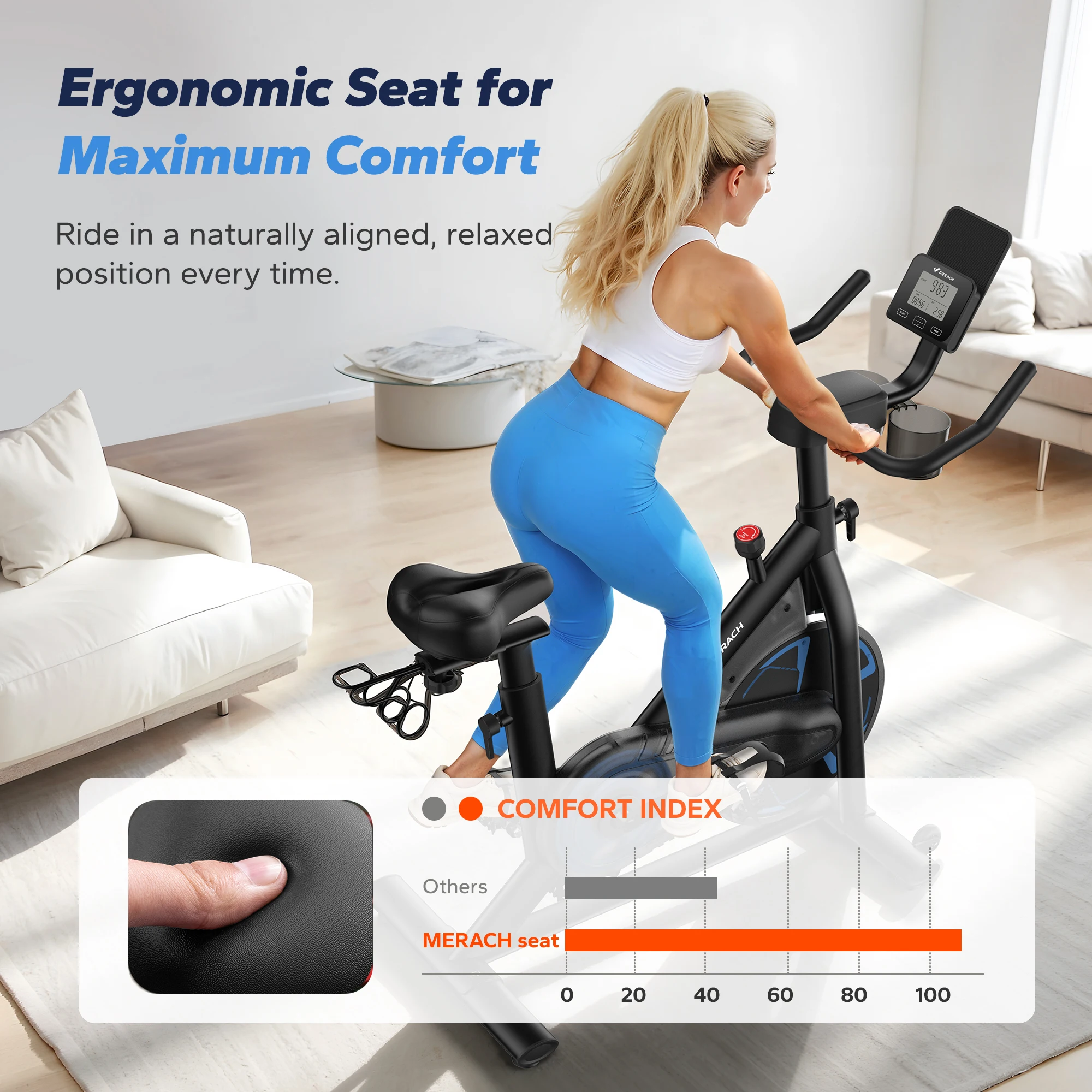 Exercise Bike for Home- Magnetic Indoor Cycling with Self-developed APP- 330lbs Capacity & Comfortable Seat Cushion - Image 3