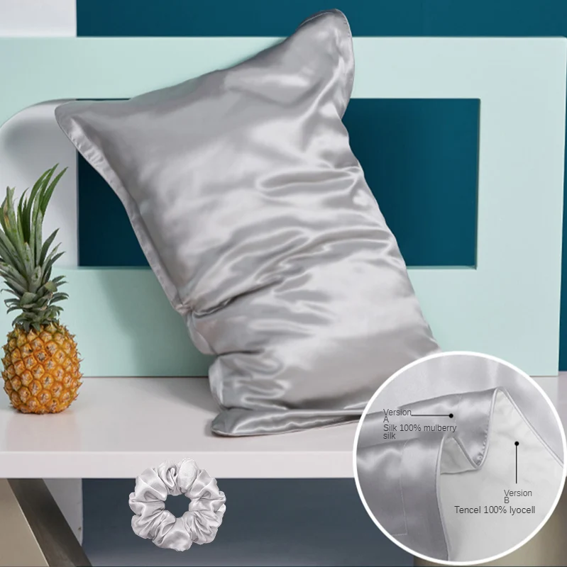 100% Natural Mulberry Silk Pillowcase- for Hair and Skin - Front in Pure Silk & Back in Breathable Lyocell Fiber- 1 Pack - Image 16