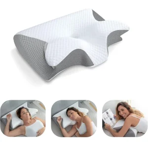 1-pc Memory Foam Cervical Pillow- 2-in-1 Ergonomic Contour Orthopedic Pillow for Neck Pain- Contoured Support Pillow